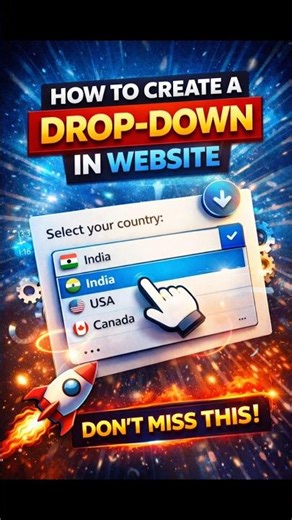 How to Create Drop Down Menu in HTML | HTML Select Option Tutorial for Beginners (Hindi) #shorts