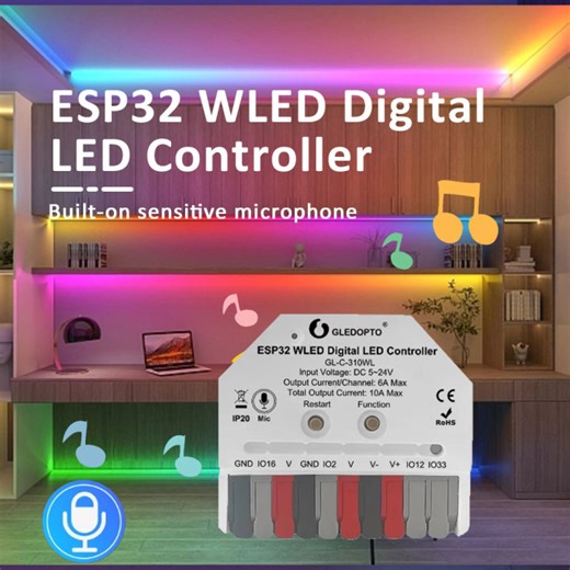 GLEDOPTO ESP32 Mini WLED Controller WLED 310WL 309WL DIY Music Dynamic RGB Lighting for WS2811 WS2812 SK6812 TM1814 Strips | Lazada
