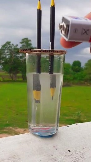 Electrolysis | Pencil + Salt Water + 9v Battery Experiment #shorts #experiment