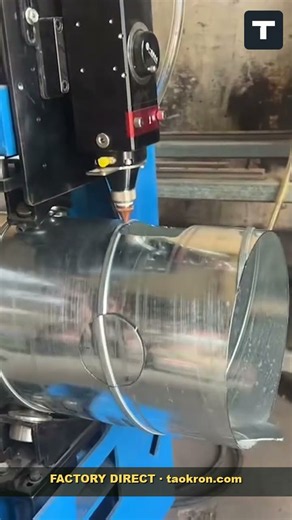 Laser cutting a branch hole in spiral duct | #Shorts