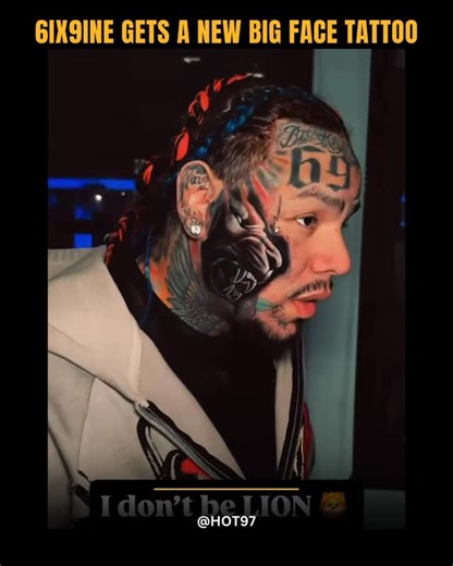 HOT 97 on Instagram: "@6ix9ine with a new big face tattoo! 👀😳"