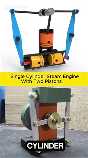 How a Dual Piston Steam Engine Works! ⚙️ #mechanical