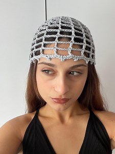 Crochet Mesh Hat, Sequin Mesh Hat, Crochet Lace Beanie, Sequin Crochet Mesh Hat, Sequin Lace Beanie - Etsy