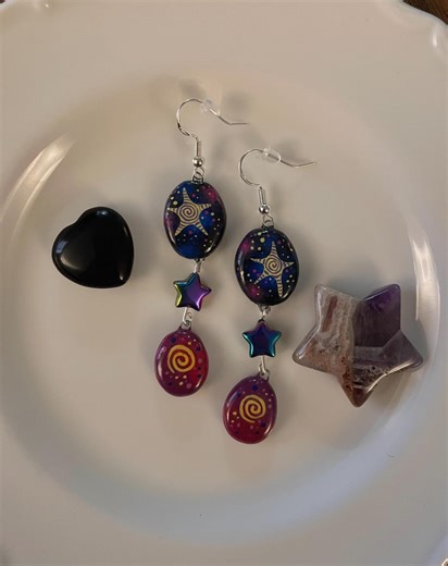 Spiral Star Earrings Handmade & Hand-painted - Etsy