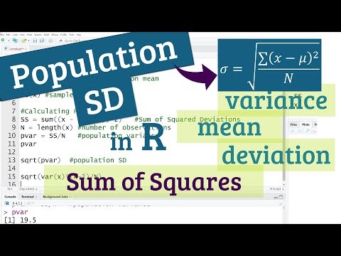Population Standard Deviation in R - Sum of Squares, Variance, SD in RStudio