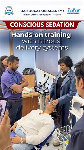 Indian Dental Association on Instagram: "Calm clinics. Confident dentists. Our 'Conscious Sedation with Nitrous Oxide' course concluded successfully under Dr. Shipra Jaidka (MDS Preventive & Pediatric Dentistry), with hands-on mastery that changed how participants manage anxious patients. Next batch filling fast. Get waitlisted. 📲 Call 9619665463 for more info about our courses. #ConsciousSedation #NitrousOxideDentistry #SedationTraining #IDAEducationAcademy #DentalHandsOn #PediatricDentistry #