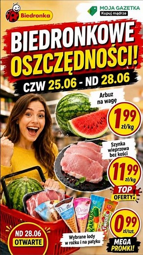 Biedronkowe oszczędności 👉 CODZIENNIE NISKIE CENY 🥔 🍉 Arbuz na wagę za 1,99 zł/kg | 25.06 - 28.06