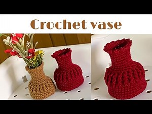 How to crochet a flower vase for beginners quick& easy step by step tutorial