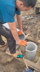 After drilling, they install these concrete liners to prevent collapse | LOUIE ONG