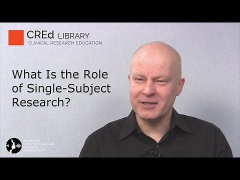 Single-Subject Experimental Design 101: What is the Role of Single Subject Design?