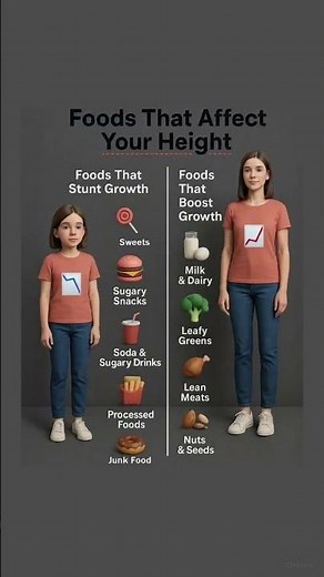 Foods That Can Help or Hurt Your Growth. #heightgrowth #healthtips #healthhacks #nutritionfacts
