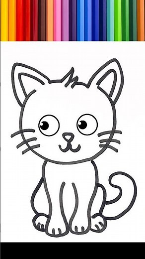🌈 DESENHAR, PINTAR E COLORIR UM GATINHO PARA CRIANÇAS.🐱