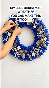 DIY Christmas Wreath 💙❄️ #diydecor #christmas #christmasdecor