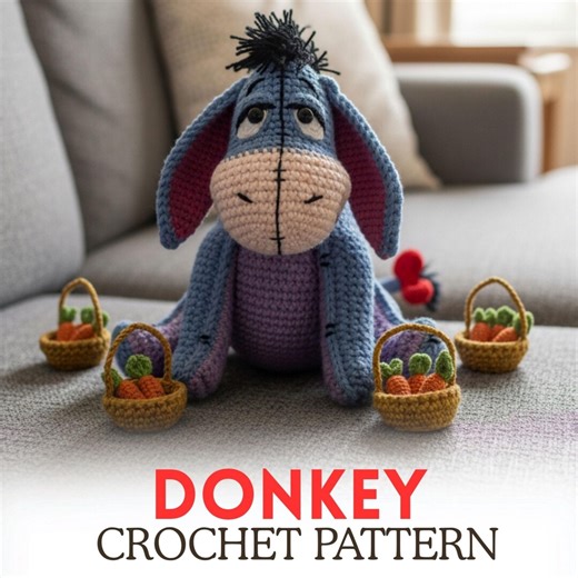 Eeyore Crochet Pattern | Donkey Amigurumi Pattern | Pdf Digital Download | Beginners Friendly | Stuffed Snuggle Toy - Etsy
