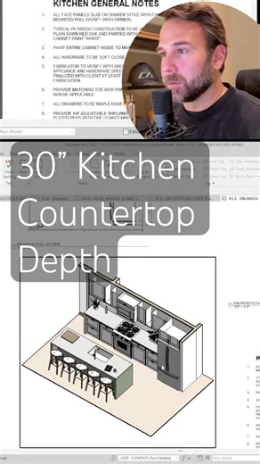 30” Countertop Depth #kitchendesign #architecture #revit