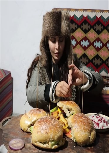 7.6K views · 105 reactions | cooks a big hamburger in the village! Homemade fast food | Life And Foods | Facebook
