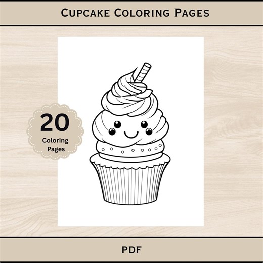 Cupcake Coloring Pages Printable PDF | Dessert Activity Sheets Instant Download Kids Bakery Art Workbook - Etsy Australia