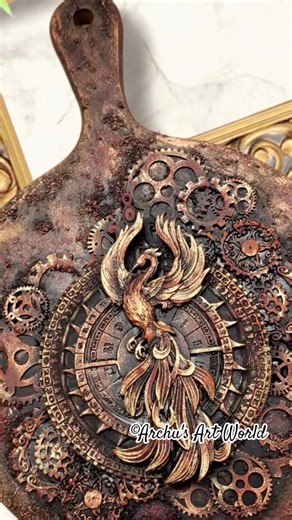 From Plain Base to Aged Metallic Masterpiece | Steampunk Mixed Media Texture Art #shorts #mixmedia