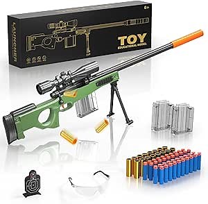 Toy Gun Soft Bullets with Jump Ejecting Mag, Toy Sniper Rifle for 12+ Gifts