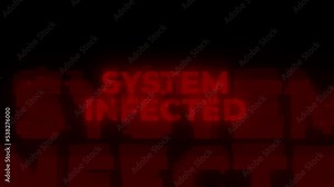 System Infected Red Warning Error Alert Computer Virus alert Hacking Message Glitch. concept of Hacking attack and virus detection spyware or digital antivirus malware for internet data fraud