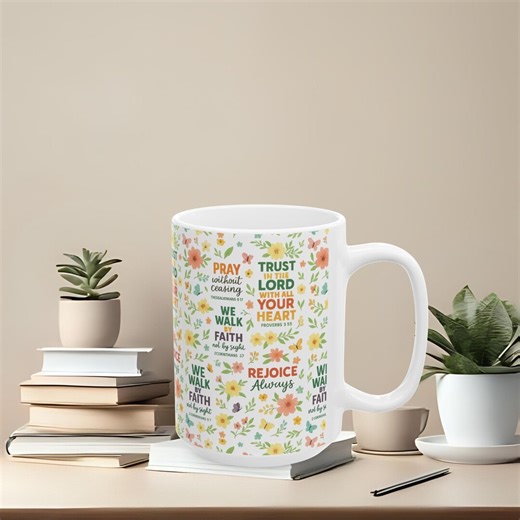 Coffee Mug 11, 15oz Christian Bible Verse Mug With Colorful Floral Pattern | Coffee Cup With Scripture Quotes | Inspirational Christian Gift - Etsy
