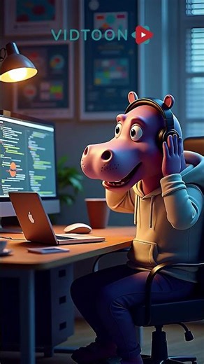 Hippo the Programmer | 3D Cartoon of Hippo as a Software Developer#cartoon #viral #shorts