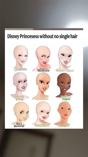 "Disney Princesses Without Hair Still Slay 😂✨"