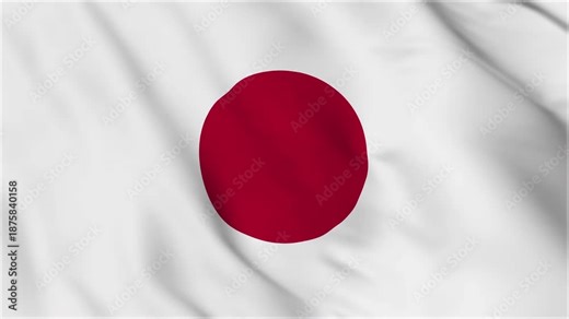 flag of japan with alpha channel. Japan flag waving animation 4K. flag of japan in the wind. flag of japan
