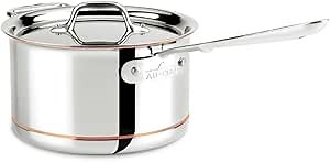 All-Clad Copper Core 5-Ply Stainless Steel Sauce Pan 4 Quart Induction Oven Broiler Safe 600F Pots and Pans, Cookware Silver