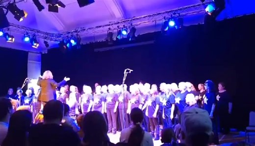 Sarah’s choirs from Leicestershire singing Shallow (conducted by Sonia) Thank you to Rockie, Rosemary, who sent it through to us after your facebook live didn’t save 😭 | Rock Choir at Edinburgh Fringe