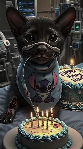 Sad Cat Birthday Cake Moment 💔 | Heart-Touching Silent Animation #aiintelligence #catsad