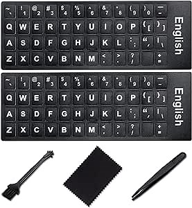 English Keyboard Stickers [5 in 1],Super Clear Large Print Bold White Letters on Black Background English US Keyboard Letter Stickers for Laptop Desktop Computer Alphabet Sticker-Matte