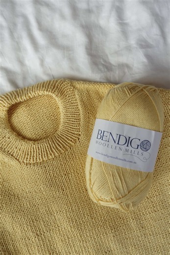 My finished No. 23 Sweater by My Favourite Things Knitwear 🧶 This was my first time knitting a sweater with cotton yarn and I loved seeing how differently it worked up compared to wool. Definitely not my last cotton knit, this will be perfect for spring Also a moment for how gorgeous this colour is 💛 #knittok #handknitsweater #knittersoftiktok #myfavouritethingsknitwear #cottonknitting