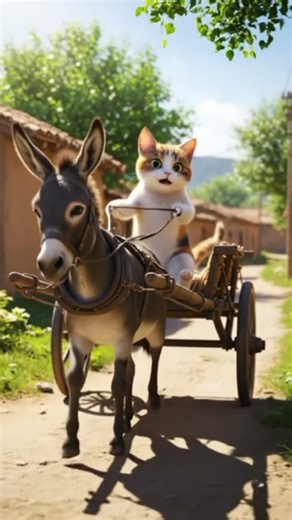 The cat driving donkey Car 🚗🐈‍⬛ #shorts #youtubeshorts #cat #driving