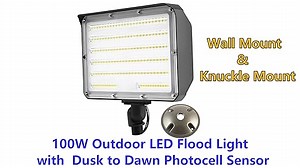 Watch Outdoor 100W LED Flood Light with Dusk to dawn Photocell on Amazon Live