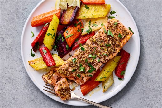Roasted cumin salmon with carrots