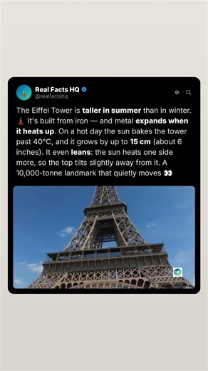 The Eiffel Tower is taller in summer 🗼