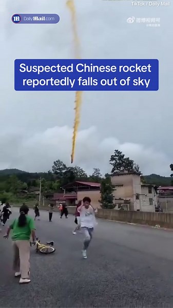 Suspected Chinese rocket falls out of sky while villagers run for cover