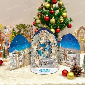 3D Pop up Christmas Card – Nativity Scene, Handmade Snowflakes - Etsy