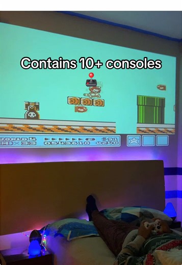 Link in bio to grab your video game projector loaded with 10,000 retro 90s games 🕹️👾 A true dream come true for every 90s kid 🤩 #retrogaming #retroconsole #retrogames #projector #miniprojector