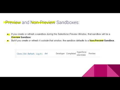 Salesforce Sandbox Management - Preview and Non-Preview Sandboxes