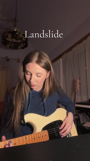 Landslide- looping edition 🩵 Put a brand new set of strings on her today and she sounds sooo much better #fyp #livelooping #strangerthings5 #landslide #singer