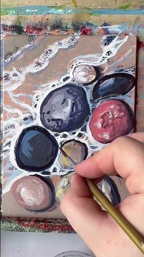 How to paint ocean stones fast #painting #art #acrylicpainting #paintingtutorial #seascape