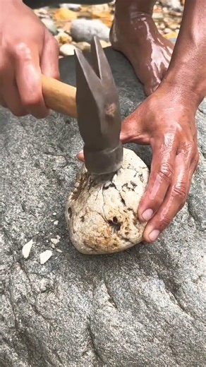 River Stone Cut Open Reveals Beautiful Crystal Inside 😱 | Satisfying Rock Cutting #crystalstone