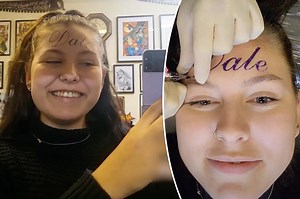 Another woman got a forehead tattoo of her boyfriend’s name — but revealed it was for clout