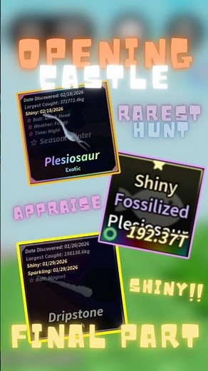 OPENING CASTLE PT2 + FOSSILIZED PLESIOSAURUS!!!|FISCH COMEBACK!! | #roblox #fisch #trending