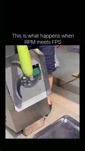 Unfiltered Humanity on Instagram: "This viral clip shows a vegetable slicer that looks completely broken—its blades appear to spin slowly, freeze in place, or even move backward, while the vegetable gets shredded instantly. What feels like a “glitch in the matrix” is actually the stroboscopic effect, where the camera’s frame rate syncs almost perfectly with the slicer’s rotation speed. As the machine spins at thousands of revolutions per minute, the camera captures the blade at nearly the same p