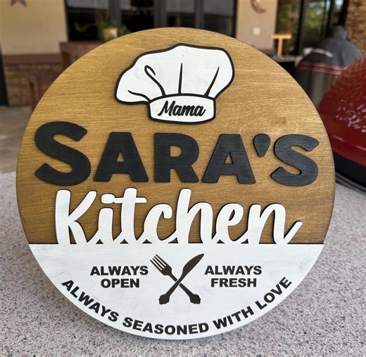 Custom Handmade Real Wooden Kitchen Sign for Mom - Choose Colors, Text & Size - Etsy