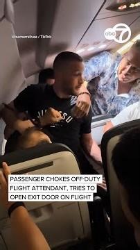 Frontier passenger chokes off-duty flight attendant after trying to open exit door, cockpit: Police