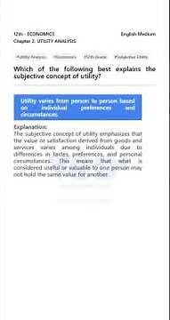 Utility Analysis in Economics Explained | 12th Grade